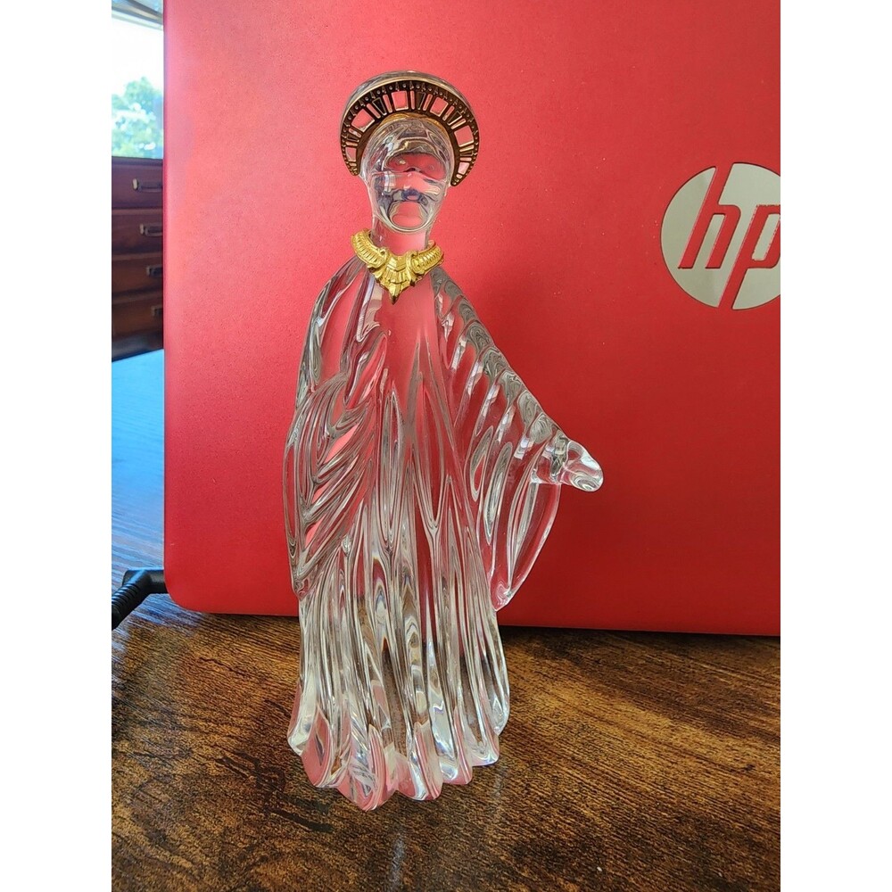 Lead Crystal Gorham Christian Mary Figurine with Gold Accents Made in Germany